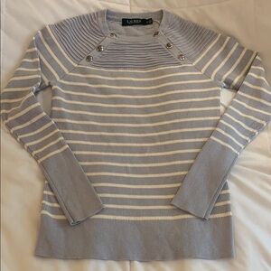 Lauren Ralph Lauren Women's Blue Gray Striped Sweater
